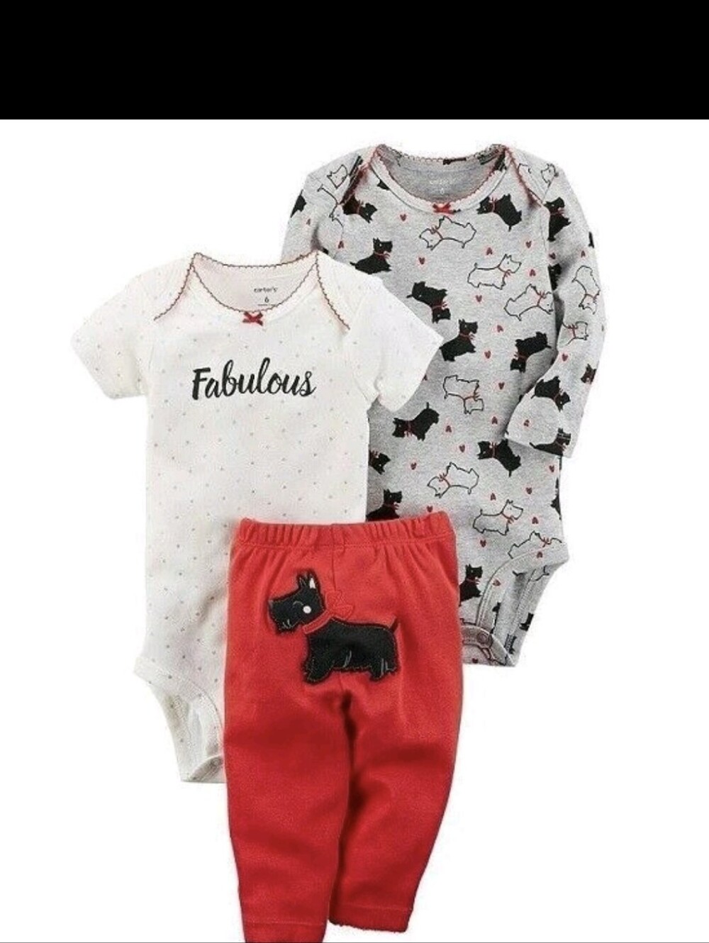 Nwt Carters Baby Girl's 3-Piece Little SCOTTIE DOG Set